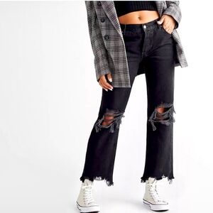 We The Free Mid Rise Black Ripped Jeans